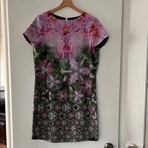 Ted Baker Floral Midi Dress Crew Neck